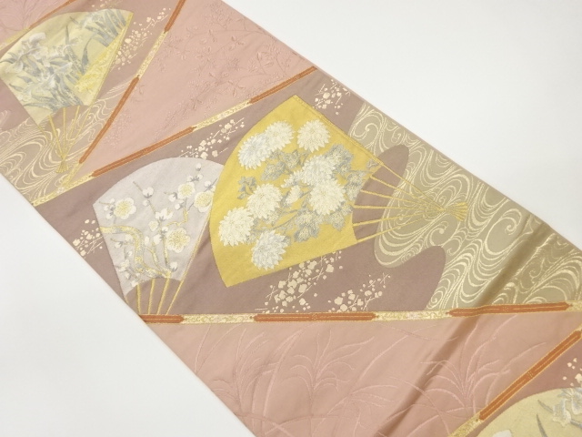 JAPANESE KIMONO / VINTAGE FUKURO OBI / WOVEN FLOWERS & STREAM